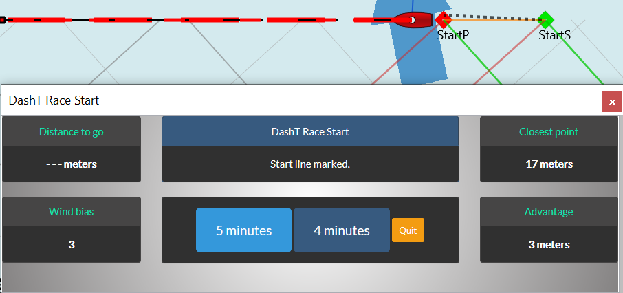 DashT Race Start - Start line marks dropped